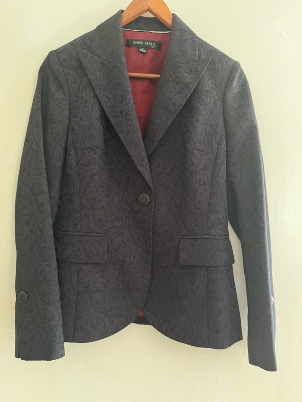 Anne Klein Black Paisley Blazer Jacket Size 2